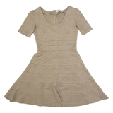 ISSA LONDON Womens Skater Dress Brown Short Sleeve Knee Length UK 8