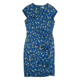 JIGSAW Womens Pencil Dress Blue Floral Short Sleeve Knee Length UK 10