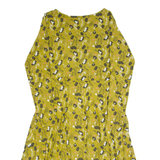 WHITE STUFF Womens A-Line Dress Yellow Floral Long Sleeve Midi UK 8