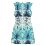 KAREN MILLEN Womens Pencil Dress Blue Crazy Pattern Sleeveless Knee Length UK 6