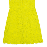 WHISTLES Womens Fit & Flare Dress Yellow Lace Short Sleeve Knee Length UK 10