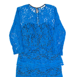 WHISTLES Womens Pencil Dress Blue Lace Long Sleeve Knee Length UK 6