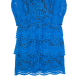 WHISTLES Womens Pencil Dress Blue Lace Long Sleeve Knee Length UK 6