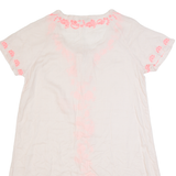 BODEN Womens Shift Dress Cream Short Sleeve Knee Length UK 14