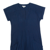 WHISTLES Oversized Womens Shift Dress Blue Short Sleeve Knee Length UK 4