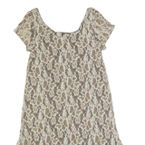 GANNI Womens Day Dress Brown Lace Short Sleeve Midi XS