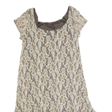 GANNI Womens Day Dress Brown Lace Short Sleeve Midi XS