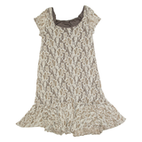 GANNI Womens Day Dress Brown Lace Short Sleeve Midi XS