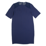 WHISTLES Oversized Womens Shift Dress Blue Short Sleeve Midi UK 8