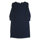 MASSIMO DUTTI Oversized Womens Shift Dress Blue Long Sleeve Knee Length XS