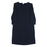 MASSIMO DUTTI Oversized Womens Shift Dress Blue Long Sleeve Knee Length XS
