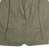 DELMOD INTERNATIONAL Womens Blazer Jacket Brown Wool 90s Houndstooth XL