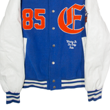 EIGHTY FIVE Mens Varsity Jacket Blue Faux Leather Colourblock M