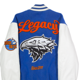 EIGHTY FIVE Mens Varsity Jacket Blue Faux Leather Colourblock M