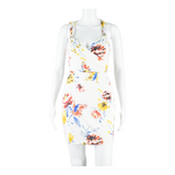 GUESS Womens Bodycon Dress White Floral Sleeveless Knee Length S