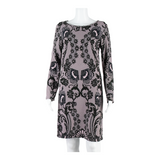 TEMPERLEY LONDON Womens Shift Dress Purple Floral Long Sleeve Knee Length UK 8
