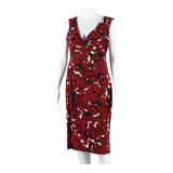 PHASE EIGHT Womens Bodycon Dress Red Floral Sleeveless Midi M