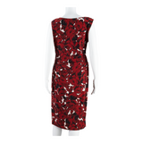 PHASE EIGHT Womens Bodycon Dress Red Floral Sleeveless Midi M