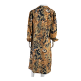 DUTCH DIAMOND DRESS Womens Shirt Dress Brown 90s Crazy Pattern Midi L