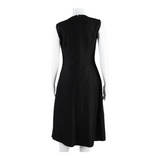 HOBBS Womens A-Line Dress Black Wool Sleeveless Midi UK 10