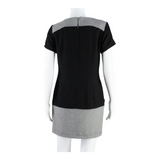 TED BAKER Womens Shift Dress Black Wool Houndstooth Short Sleeve Knee Length M