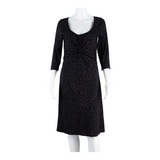 MONSOON Womens A-Line Dress Black Spotted Midi UK 12