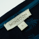 MONSOON Feather Design Womens A-Line Dress Blue Midi S