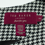 TED BAKER Womens Shift Dress Black Wool Houndstooth Short Sleeve Knee Length M