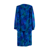 Womens Pencil Dress Blue 90s Crazy Pattern Long Sleeve Midi M