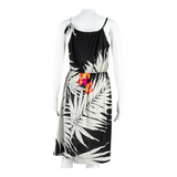 Womens Fit & Flare Dress Black Floral Sleeveless Knee Length M