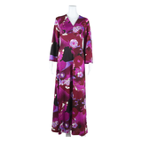 KAASTRUP Womens A-Line Dress Purple Floral Long M