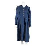 Womens A-Line Dress Blue Striped Long Sleeve Midi XL