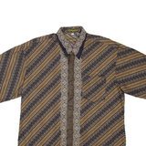 ARJUNA WEDA Mens Shirt Brown Striped 2XL
