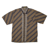 ARJUNA WEDA Mens Shirt Brown Striped 2XL