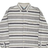 SEASONS Mens Shirt Grey Striped Long Sleeve L