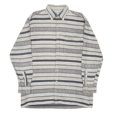 SEASONS Mens Shirt Grey Striped Long Sleeve L