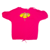 DIANA D'ESTE Embroidery Bee Womens Printed Top Pink Floral L