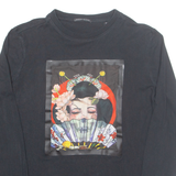 SONNY BONO Eastern Inspired Womens Printed Top Black Long Sleeve S