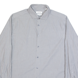 CALVIN KLEIN Slim Fit Mens Shirt Grey Striped Long Sleeve M