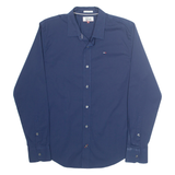 TOMMY HILFIGER Slim Fit Mens Plain Shirt Blue Long Sleeve M