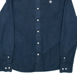 TIMBERLAND Slim Fit Mens Plain Shirt Blue Long Sleeve M
