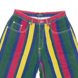 GUESS Mens Denim Shorts Green Relaxed 90s Striped M W30