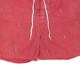 TOMMY HILFIGER Mesh Lined Mens Swimming Shorts Pink Crazy Pattern XL W19