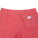 TOMMY HILFIGER Mesh Lined Mens Swimming Shorts Pink Crazy Pattern XL W19