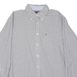 TOMMY HILFIGER Mens Shirt Blue Pinstripe Long Sleeve L