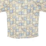 PIERRE CARDIN Fish Mens Hawaiian Shirt Beige Crazy Pattern M
