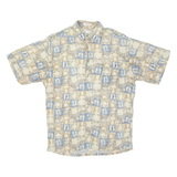 PIERRE CARDIN Fish Mens Hawaiian Shirt Beige Crazy Pattern M