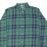 TOMMY HILFIGER Mens Shirt Green Plaid Long Sleeve S