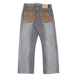 LEVI'S 501 Jeans Customised Mens Grey Regular Straight Stone Wash W32 L27