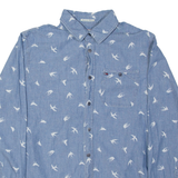 TOMMY HILFIGER Denim Look Mens Shirt Blue Crazy Pattern Long Sleeve S